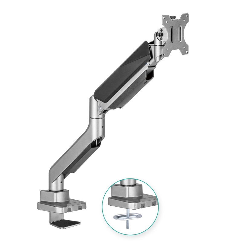(LS) mbeat® Activiva Heavy Duty Single Monitor Screen Gas Spring Monitor Arm ACA-HMA-SGS01Y Color: Metallic Grey Screen Rota