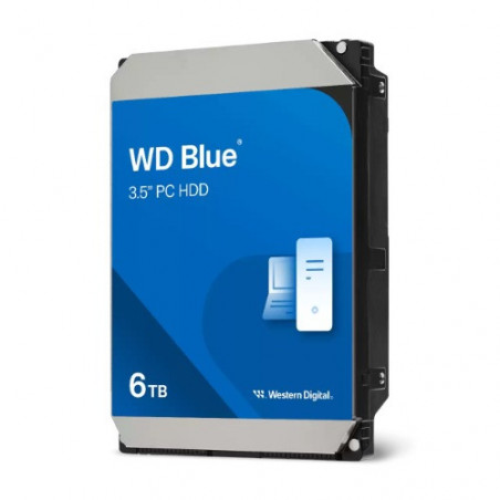 Western Digital WD Blue 6TB 3.5' HDD, SATA 6Gb/s, ITR 180 MB/s,  5400RPM, 256MB Cache, CMR Tech, 3.5-inchFORM FACTOR, 2yrs Wt