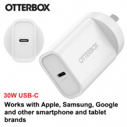 OtterBox 30W USB-C (Type I) PD Fast Wall Charger - White (78-81353), Compact, Drop Tested,Safe & Smart Charging,Best for Appl