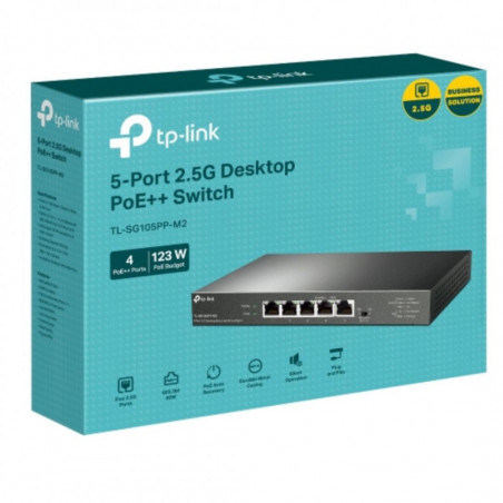 TP-Link TL-SG105PP-M2 5-Port 2.5G Desktop Switch with 4-Port PoE  , 4× 2.5G PoE   Ports, 1x 2.5G Non-PoE Port, PoE Auto Reco