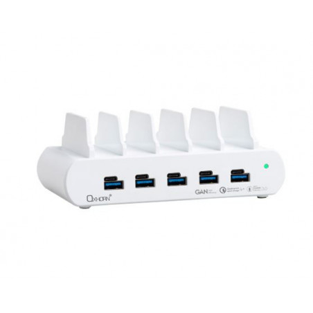Oxhorn PoverDelivery150W 5 Port (A C) Fast Charging Dock with build-in rack5 Port USB-A USB-C PD3.0 QC4.0 PPS 100-240V AC inp