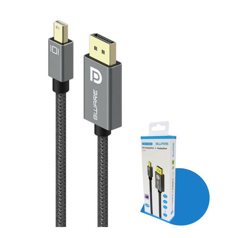 8ware Pro Series 4K 1M 60Hz Mini DisplayPort Male to DisplayPort Male cable high quality Premium connectors support MST monit
