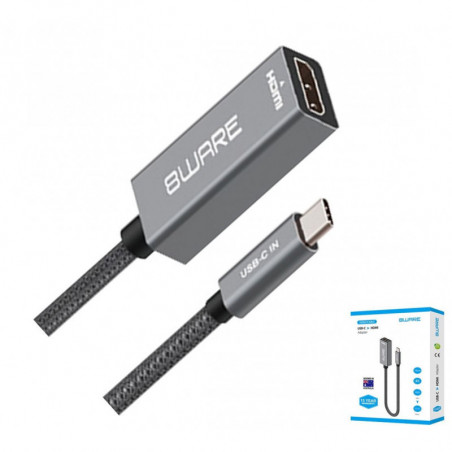 8ware 10cm USB-C to HDMI Male-Female Adapter Converter Cable Retail Pack for PC Laptop iPad  MacBook Pro/Air Surface Dell XPS