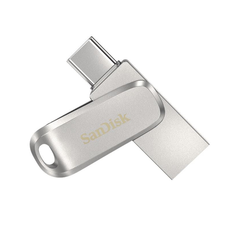 SanDisk Ultra Dual Drive Luxe USB Type-C™ Flash Drive - 64GB (Silver) 400MB/s USB3.1 Type-C Swivel for Android Smartphones 