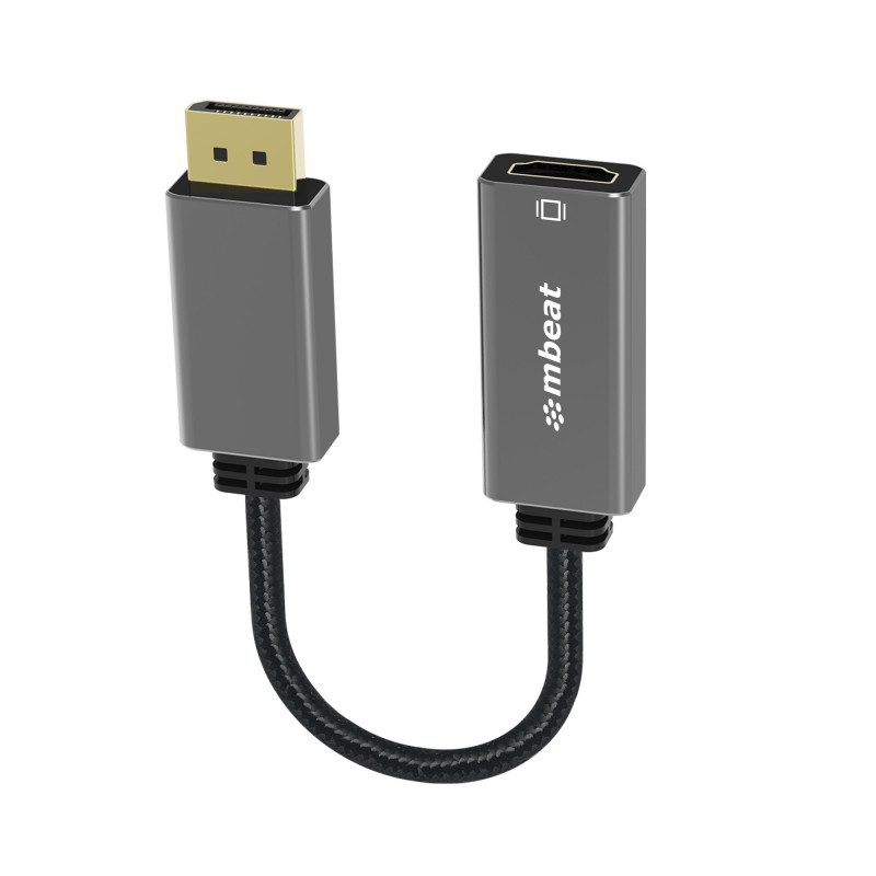 mbeat® Elite Display Port to HDMI Adapter - Converts DisplayPort to HDMI Female Port, Supports 4K@60Hz (3840×2160),  Nylon 