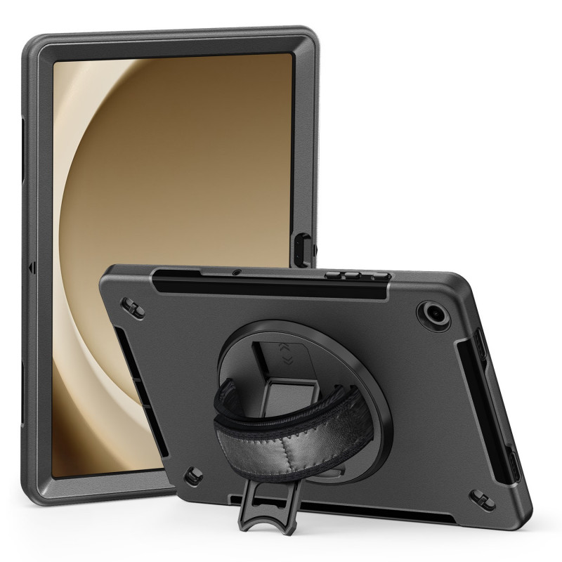 USP Samsung Galaxy Tab A9  (11') Case Black - Built-in-Kickstand, Hand & Shoulder Strap, DropProof, Pen holder, ShockProof, 5