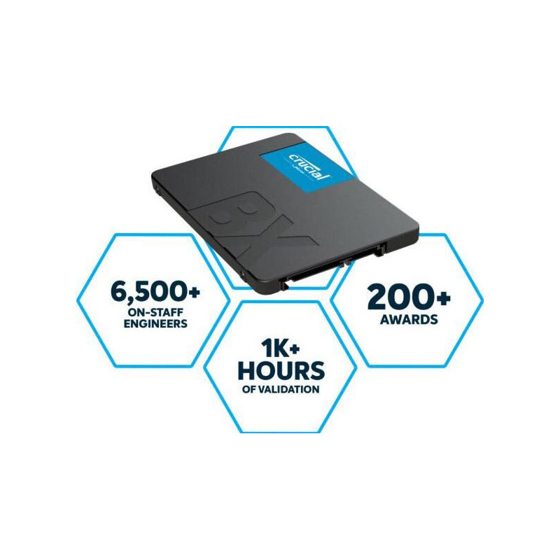 Crucial BX500 500GB 2.5' SATA3 6Gb/s SSD - 3D NAND 550/500MB/s 7mm 1.5 mil MTBF 3yr wty Acronis True Image Solid State Drive 