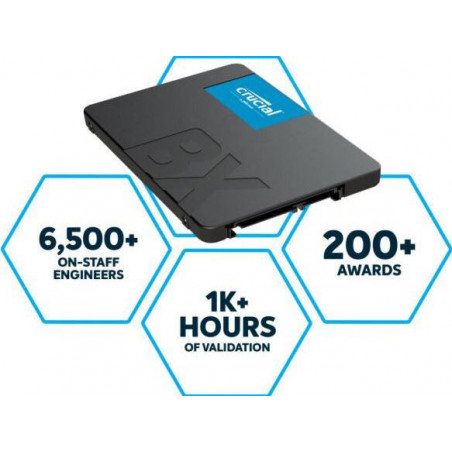 Crucial BX500 500GB 2.5' SATA3 6Gb/s SSD - 3D NAND 550/500MB/s 7mm 1.5 mil MTBF 3yr wty Acronis True Image Solid State Drive 