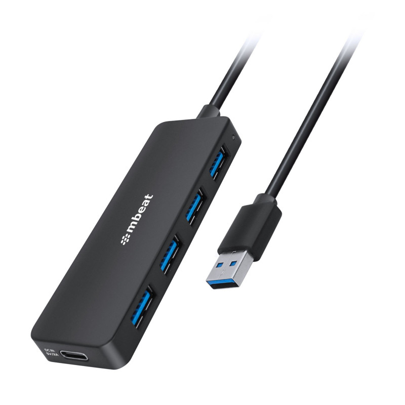 mbeat® 4-Port USB 3.0 Hub with USB-C DC Port  Compact and Portable Design  Expandable Connectivity Data Transfer Speed: 5Gbp