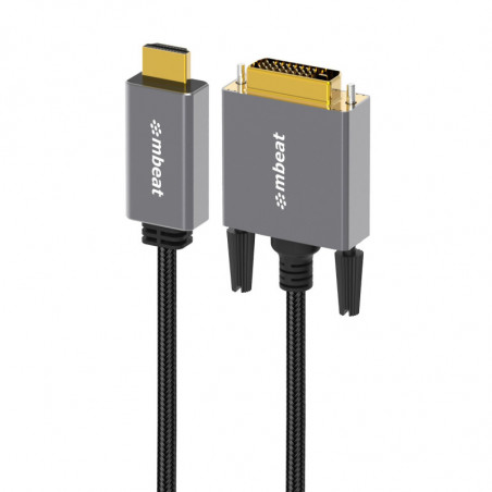 (LS) mbeat® Tough Link 1.8m HDMI to DVI Cable  Up to 1080p@60Hz (1920×1080)  Cable Length: 1.8m Package Weight: 163g