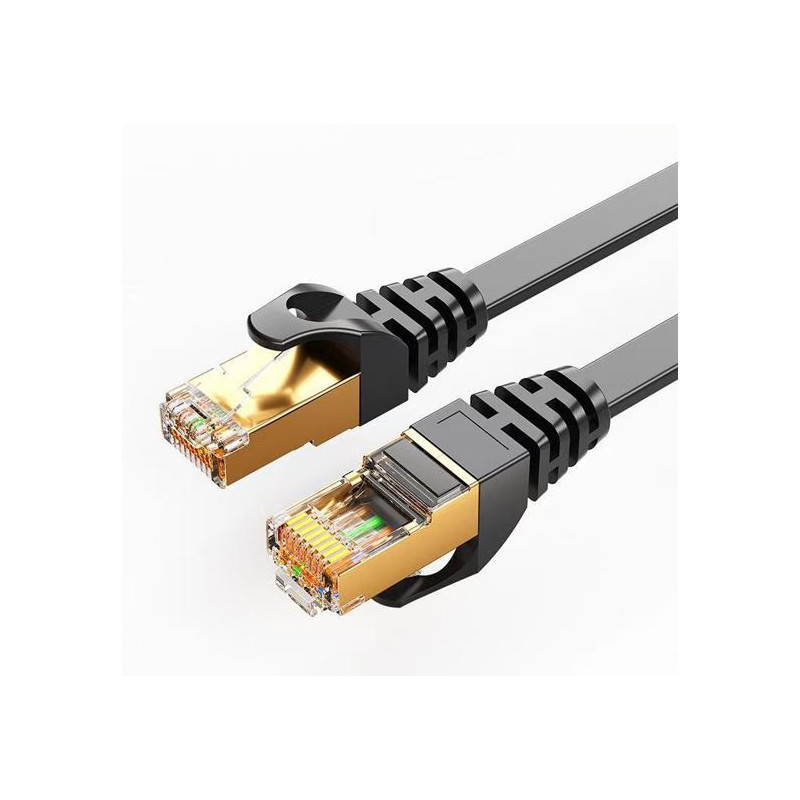 8Ware CAT7 Cable 2m - Black Color RJ45 Ethernet Network LAN UTP Patch Cord Snagless Flat cable