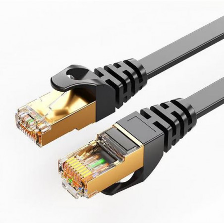 8Ware CAT7 Cable 2m - Black Color RJ45 Ethernet Network LAN UTP Patch Cord Snagless Flat cable