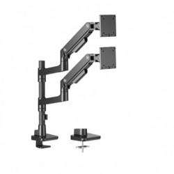 Brateck LDT81-C024P-B Noteworthy Pole-Mounted Heavy-Duty Gas Spring Dual Monitor Arm Fit Most 17'-49' Monitor Fine Texture Bl