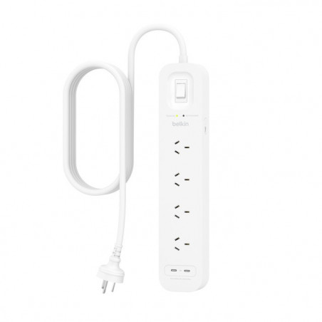 Belkin SurgePlus 4-Outlet Surge Protector With 2x USB -C Port(30W) (SRB005AU2M) - Heavy Duty 2M Power Cord, 525 Joules, $4000