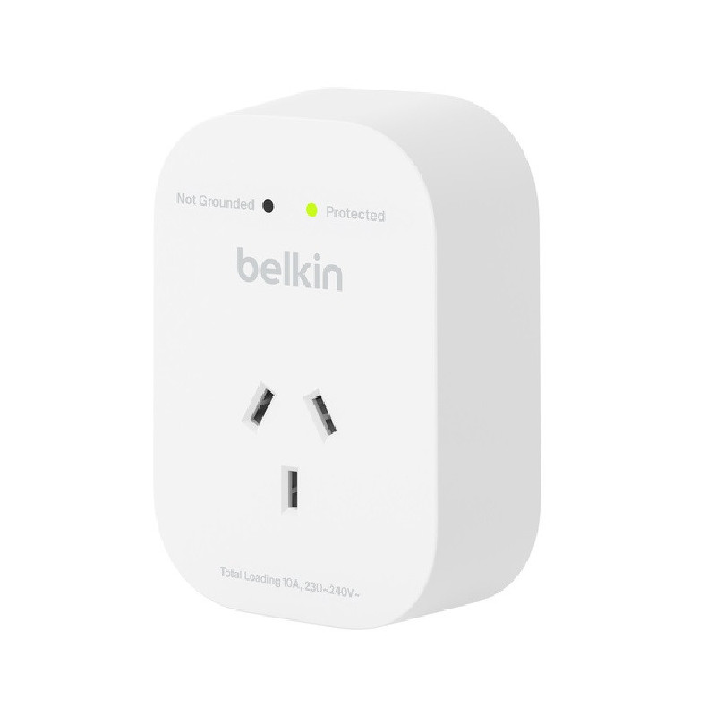 Belkin SurgePro 1-Outlet Surge Protector - White (SRA010AU),1800 Joules, Belkin 6-Point Safety System, RCM Certified, $30000 