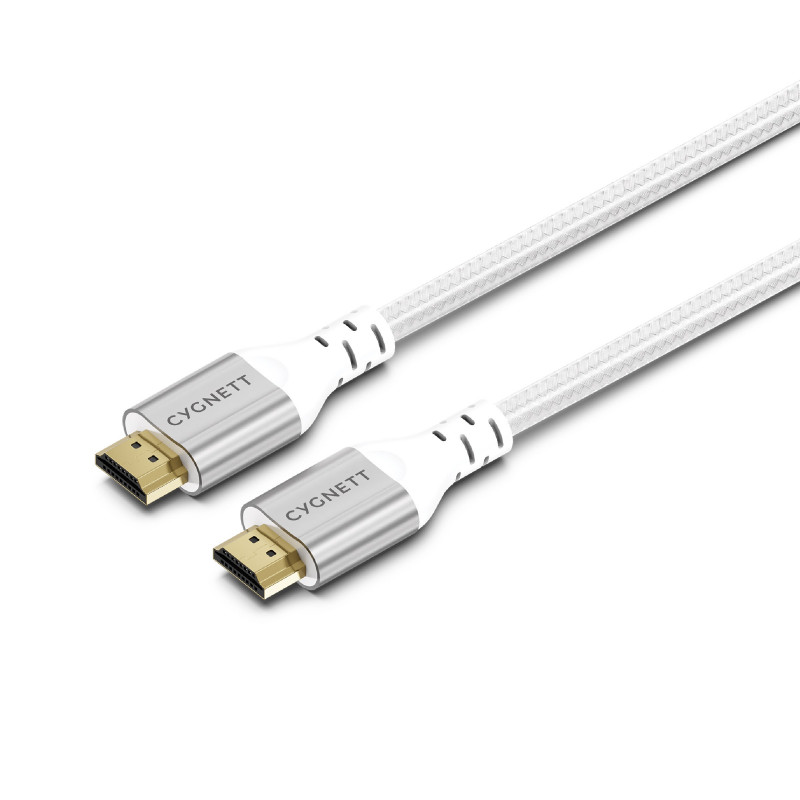 Cygnett Unite 8K HDMI to HDMI Cable (1.5M) - White(CY4864CYHDC), Braided, Supports 8k (60Hz) & 4k (120Hz), 48Gbps Bandwidth,2