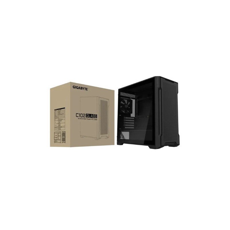 Gigabyte C102 GLASS BlackMid Tower case, Mini ITX / Micro ATX, 5x Expansion slots, 2x 3.5' Drive Support, 3x 2.5' Drive Suppo