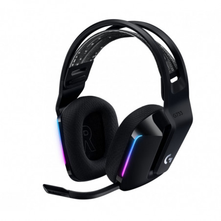 Logitech G733 Lightspeed Wireless RGB Gaming Headset Black USB Headphones Frequency Response: 20 Hz - Detchable Cardioid Unid