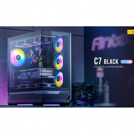 Antec C7-ARGB ATX,E-ATX Panoramic 270 View, USB-C, 4x ARGB PWM Fans. Side Radiator RTX 5090, 7900x, Back Connect MBs, Flip Do