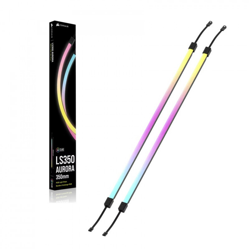Corsair LS350 Aurora RGB Light Strips - 350mm – 350×10×10mm, black, magnetic mount, addressable LEDs, iCUE compatible, fl