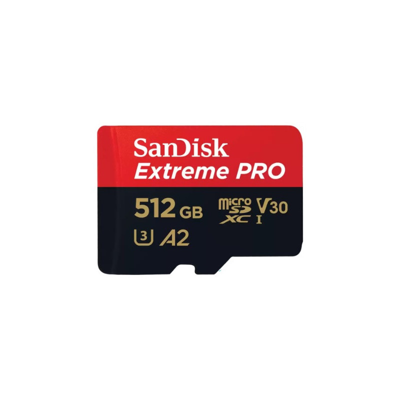 SanDisk Extreme® PRO microSDXC™ UHS-I CARD 512GB  Write speeds of up to 140MB/S  Great for capturing 4K UHD video  Lifetim