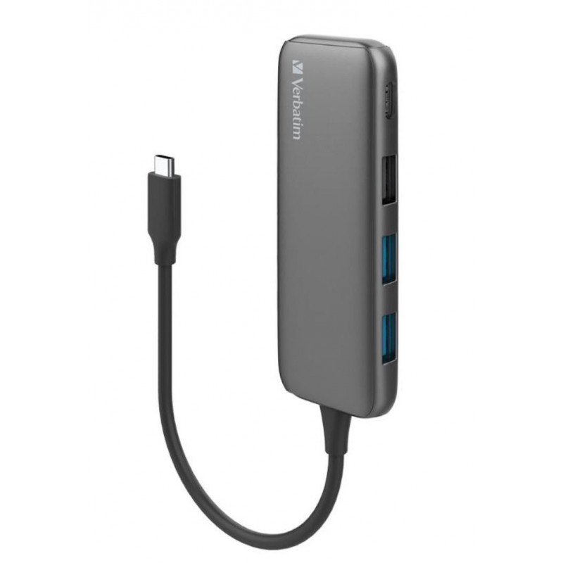 Verbatim USB-C Hub with 2 x USB-A 3.2 Gen 1 supports up to 5Gbps data transfer, 1 x USB-C supports up to 5Gbps data transfer 