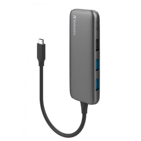 Verbatim USB-C Hub with 2 x USB-A 3.2 Gen 1 supports up to 5Gbps data transfer, 1 x USB-C supports up to 5Gbps data transfer 