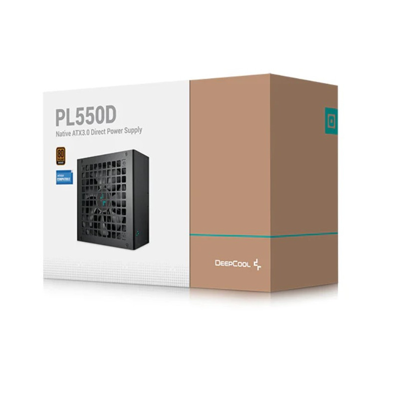 DeepCool PL550D 550W 80  Bronze Certified Non-Modular ATX Power Supply(Direct Cable), 120mm Fan, DC to DC, ATX3.1, 100,000 MT