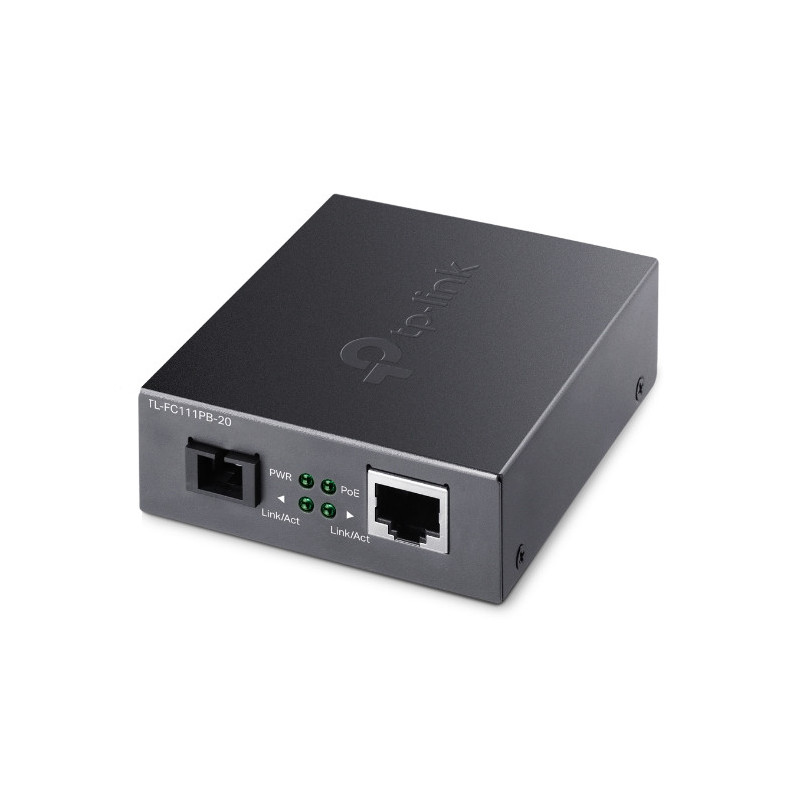 TP-Link TL-FC111PB-20 10/100Mbps WDM Media Converter with 1-Port PoE - IEEE 802.3u, 20KM, 1310 nm TX, 1550 nm RX