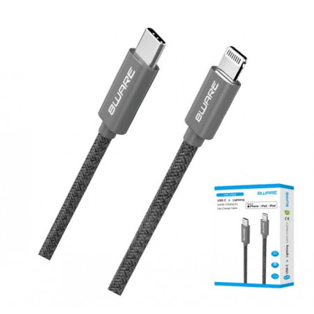 8ware 1.5m Super Ultra USB-C to Lightning Cable Super Fast charging Strength Aluminium flexible nylon Apple iPone iPad iPod M
