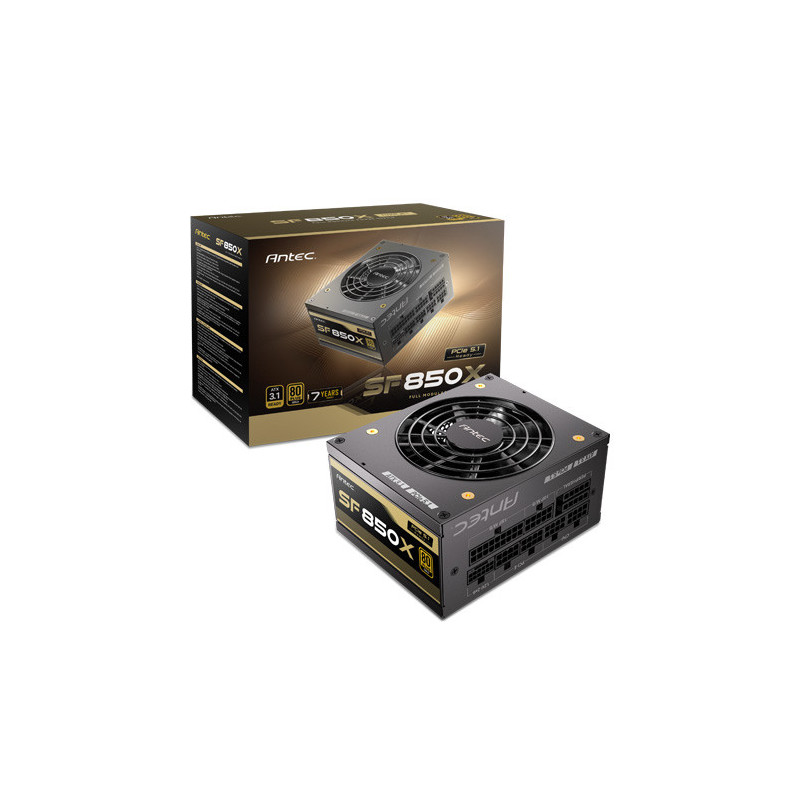 Antec SFX 850w 80  Gold, Fully-Modular, ATX 3.1, PCI-E 5.1, 92mm Silent Fan, Japanese Caps, Zero RPM, Compact Power Supply, P