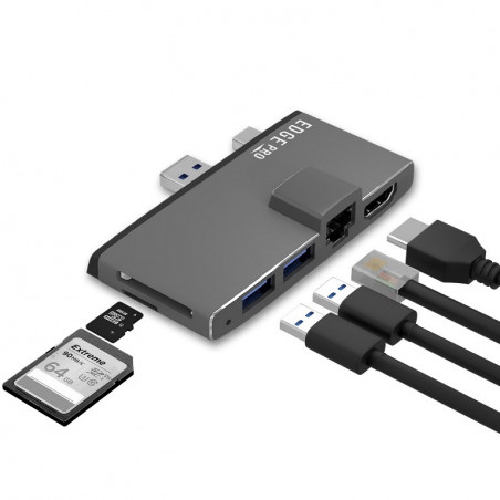 (LS) mbeat®  Edge Pro Multifunction USB- C Hub for Microsoft Surface Pro 5/6  Metal Grey (HDMI, LAN, USB 3.0 Hub
