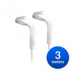 Ubiquiti UniFi Patch Cable Single Unit, 3m, White, End Bendable to 90 Degree, RJ45 Ethernet Cable, Cat6, Ultra-Thin 3mm Diame