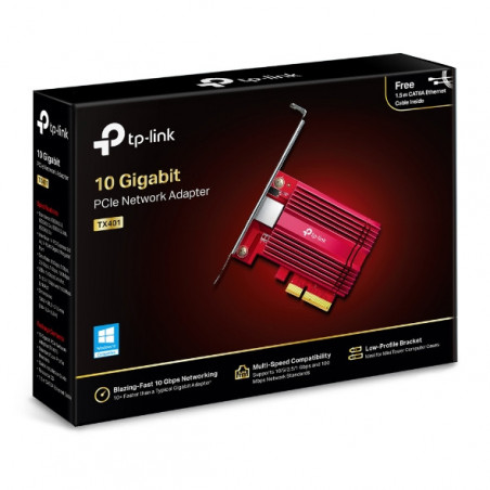 TP-Link TX401 10G 10 Gigabit PCI Express Network Adapter Low-Profile & Full-Height Brackets 1× PCI Express 3.0 x4, 1× RJ45 