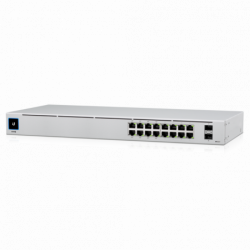 Ubiquiti UniFi 16-port Managed Gigabit Switch - 8x PoE  Ports, 8x Gigabit Ethernet Ports, 2x SFP , 42W, Touch Display, Fanles