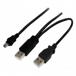 Astrotek USB 2.0 Y Splitter Cable - Type A Male to Mini B 5 pins 1m   USB Type A Male 2m Black Colour Power Adapter Hub Charg