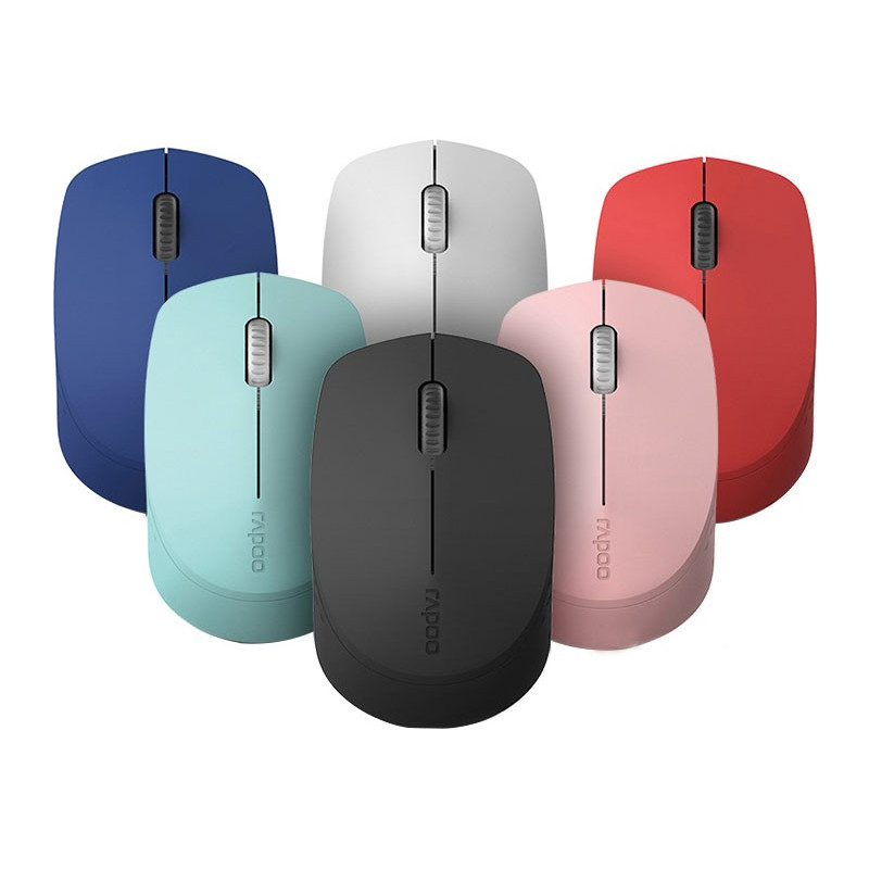 RAPOO M100 2.4GHz & Bluetooth 3 / 4 Quiet Click Wireless Mouse Red - 1300dpi Connects up to 3 Devices, Up to 9 months Battery