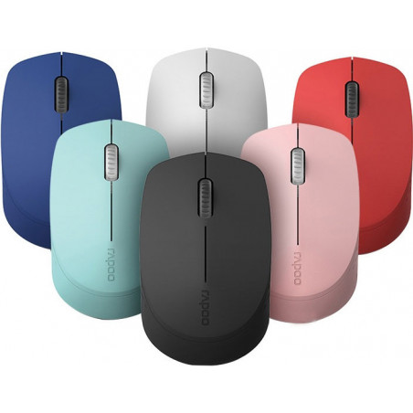 RAPOO M100 2.4GHz & Bluetooth 3 / 4 Quiet Click Wireless Mouse Red - 1300dpi Connects up to 3 Devices, Up to 9 months Battery