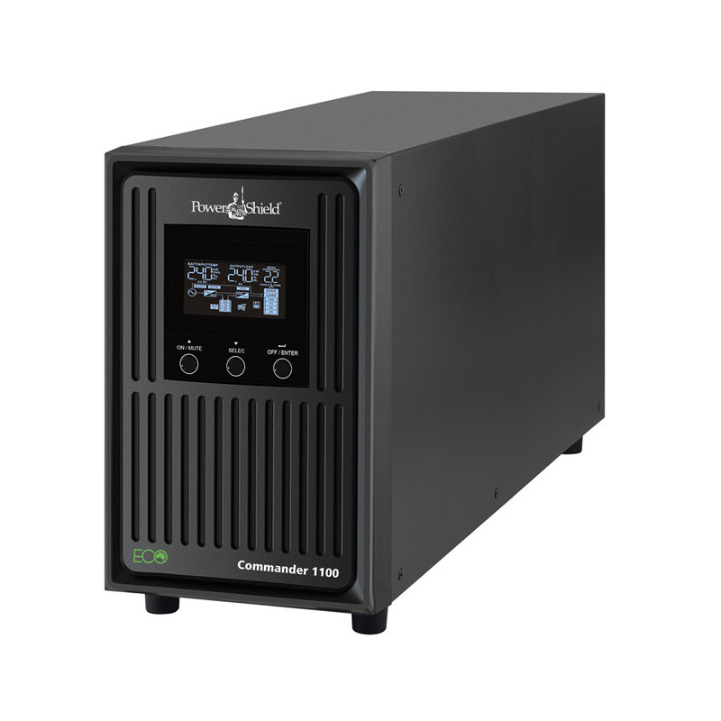 PowerShield Commander 1100VA/990W - 10Amp, Line Interactive Pure Sine Wave Tower UPS with AVR, 2 AUS sockets, 10A, C13 x 3, 2