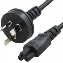 8ware 2m AU Power Lead Cord Cable 3-Pin AU to ICE 320-C5 Cloverleaf Plug Mickey Type Black Male to Female 240V 7.5A 3 core No
