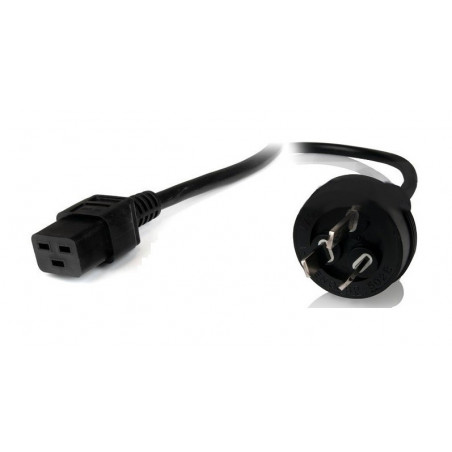 8Ware Power Cable 2m 3-Pin AU to IEC C19 Male to Female 10A Electrical Safety Black