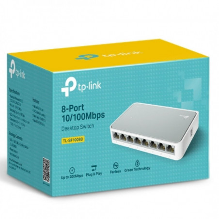 (CH)TP-Link TL-SF1008D 8-port 10/100M Desktop Switch, 8 10/100M RJ45 ports, Plastic case, Supports Auto MDI/MDIX