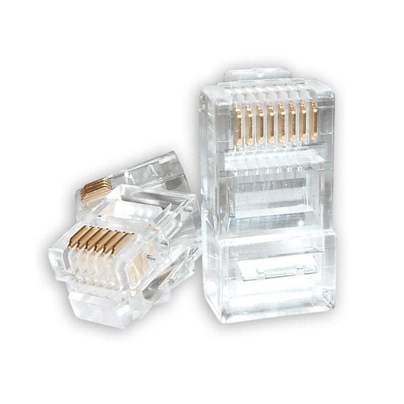 Astrotek RJ45 Jack Connector Modular Plug Crimp 8P8C CAT5e LAN Network Ethernet Head 2 Prong Blade 3u' Transparent (20 units 