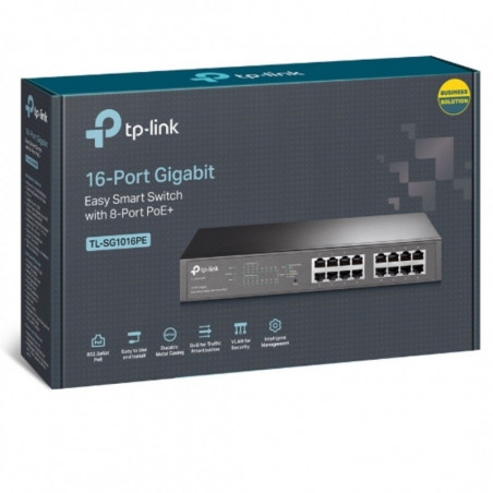TP-Link TL-SG1016PE 16-Port Gigabit Easy Smart Switch 8-Port PoE  Rack Mountable/Desktop, 32Gbps Switching Capacity,8K MAC Ad