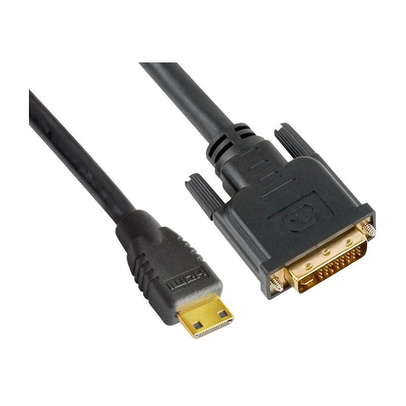 Astrotek Mini HDMI to DVI Cable 60cm - 19 pins Male to 24 1 pins Male 30AWG OD6.0mm Gold Plated Black PVC Jacket RoHS LS ~CBA