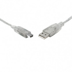 8Ware USB 2.0 Cable 3m A to B 5-pin Mini Transparent Metal Sheath UL Approved