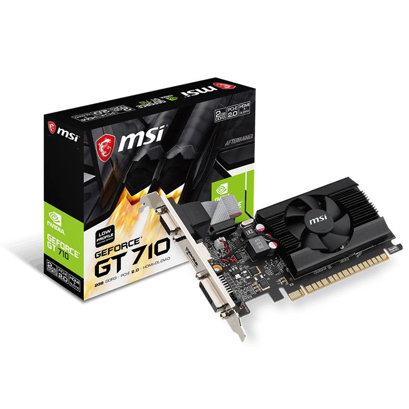 MSI nVidia Geforce GT 710 2GB LP, PCI Express, DDR3, 64bit, 954 Core Clocks, 2048 Memory Size, 1600 Merory Speed, 1xHDMI 1x D