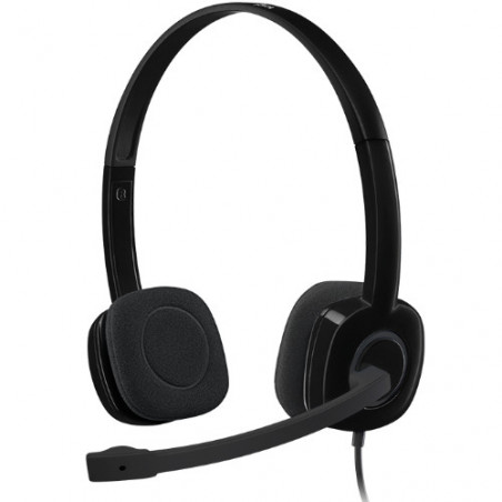 Logitech H151 Stereo Headset Light Weight Adjustable Headphones with Microphone 3.5mm jack In-line audio controls Noise-cance