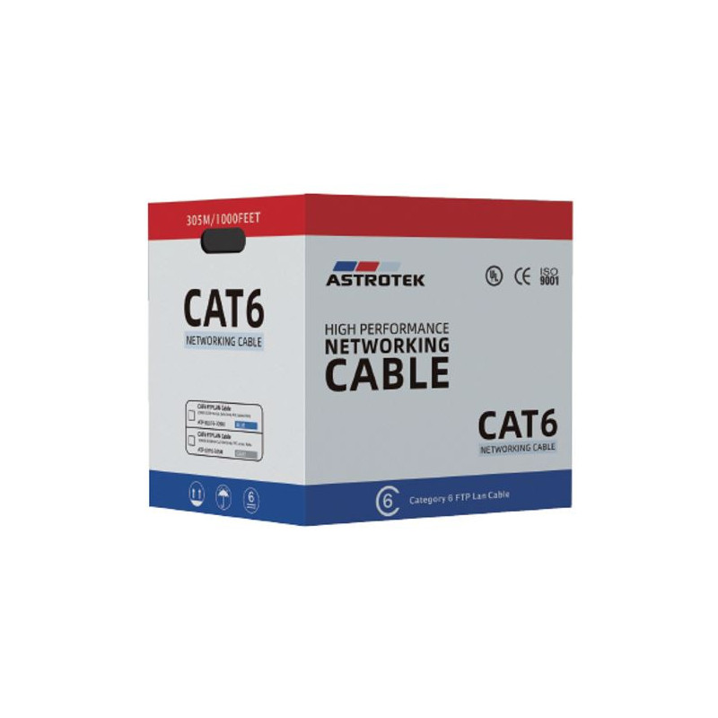 Astrotek CAT6 FTP Cable 305m Roll - Blue Full 0.55mm Copper Solid Wire Ethernet LAN Network 23AWG 0.55cu Solid 2x4p PVC Jacke