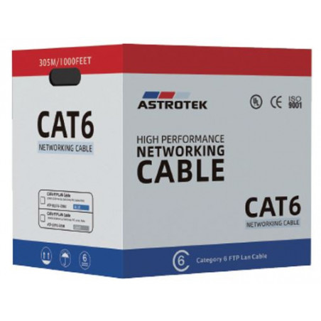 Astrotek CAT6 FTP Cable 305m Roll - Blue Full 0.55mm Copper Solid Wire Ethernet LAN Network 23AWG 0.55cu Solid 2x4p PVC Jacke